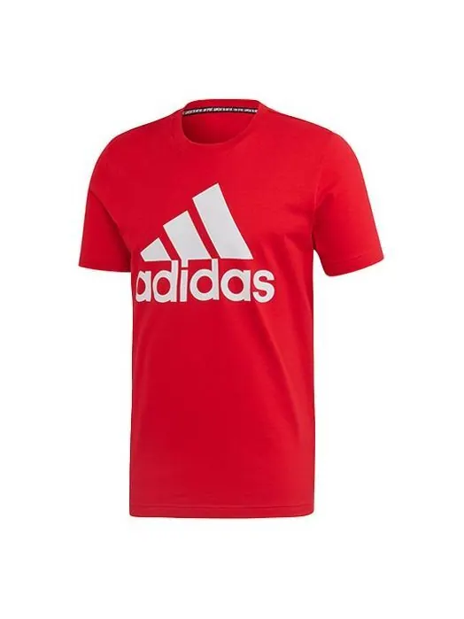 Футболка с большим логотипом спортивные стильные короткие рукава красные Adidas — изображение 1 из 4, красный