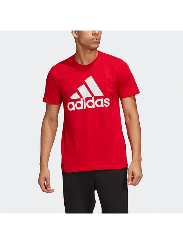 Футболка с большим логотипом спортивные стильные короткие рукава красные Adidas — изображение 3 из 4, красный