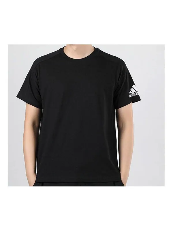 Футболка alphabet logo casual sports round neck short sleeve black Adidas — изображение 1 из 3, черный
