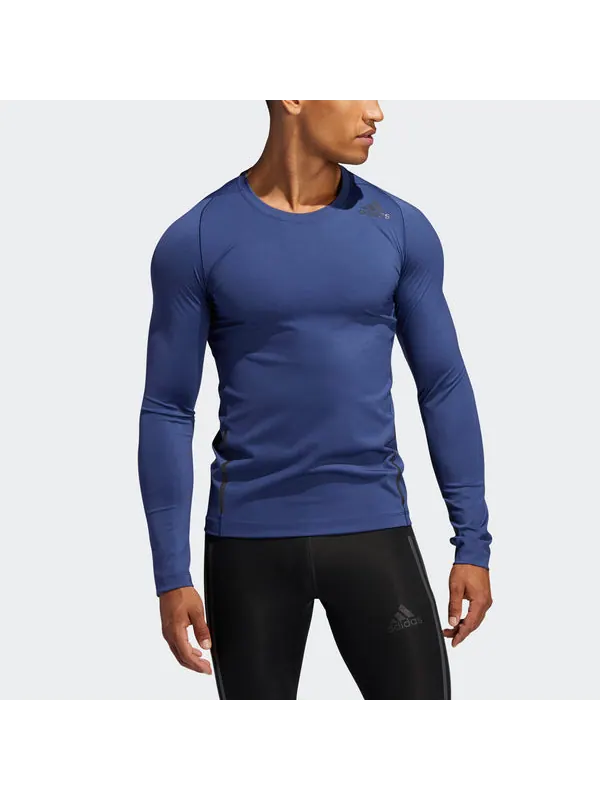 Футболка men's ask2 prm tee ls training sports slim fit round neck long sleeves indigo t-shirt Adidas — изображение 3 из 4