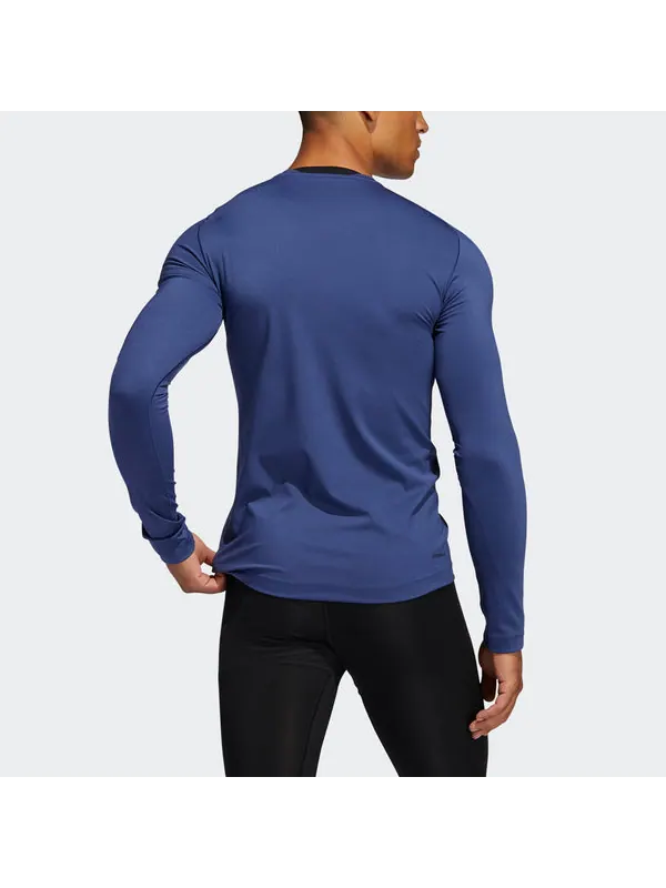 Футболка men's ask2 prm tee ls training sports slim fit round neck long sleeves indigo t-shirt Adidas — изображение 4 из 4