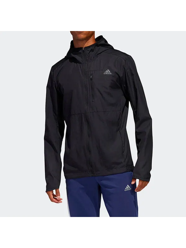 Куртка adidas OWN THE RUN JKT Running Sports Jacket Coat Male Black — изображение 3 из 4, черный