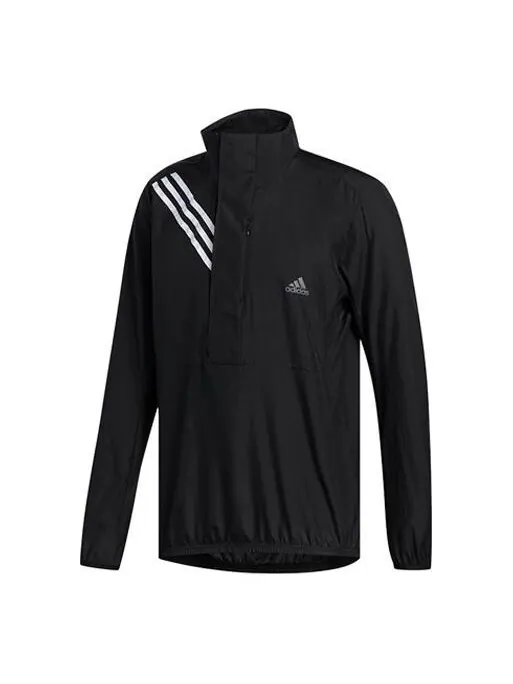 Куртка adidas Logo Print Casual Running Stand Collar Jacket Male Black — изображение 1 из 4, черный