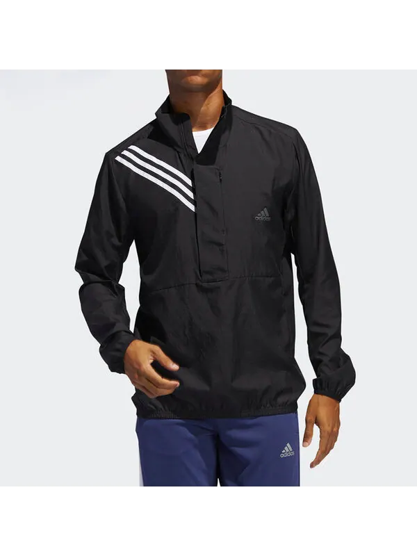 Куртка adidas Logo Print Casual Running Stand Collar Jacket Male Black — изображение 3 из 4, черный