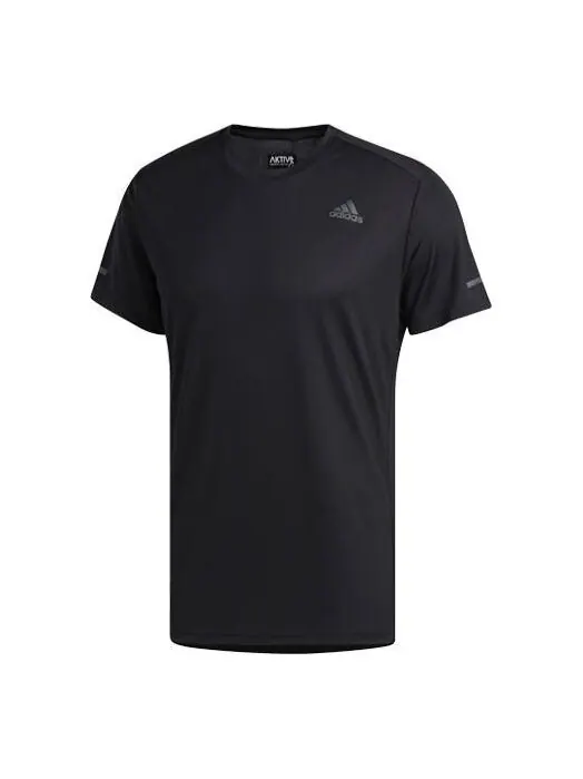 Футболка run it tee m logo training sports short sleeve black Adidas — изображение 1 из 4, черный