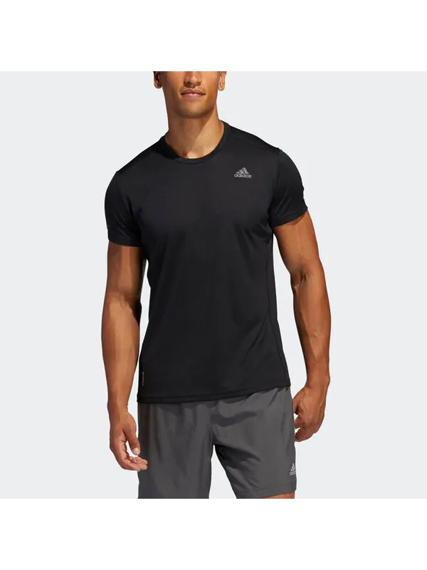 Футболка run it tee m logo training sports short sleeve black Adidas — изображение 3 из 4, черный