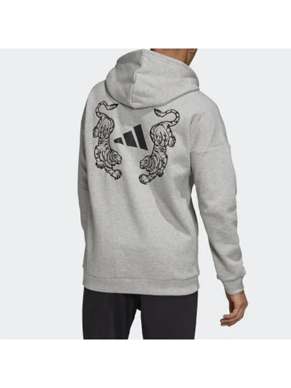 Толстовка Men's adidas TIGER OH Printing Gray — изображение 2 из 4, серый
