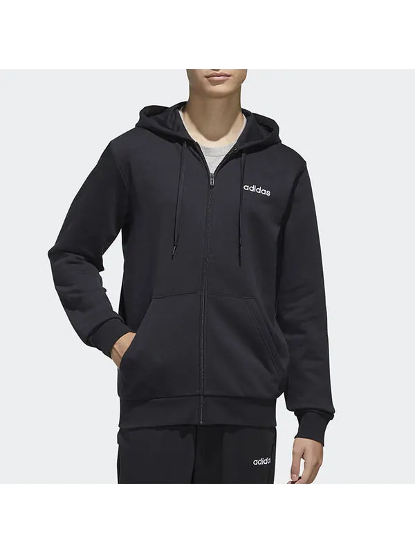 Куртка knitted hooded casual sports jacket men black Adidas — изображение 3 из 4, черный