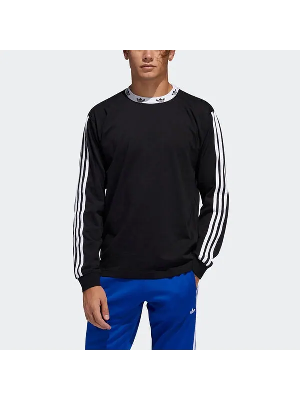 Толстовка с капюшоном оригинальная трилистник рубчик ls футболка логотип swarshirt Adidas — изображение 3 из 4, черный