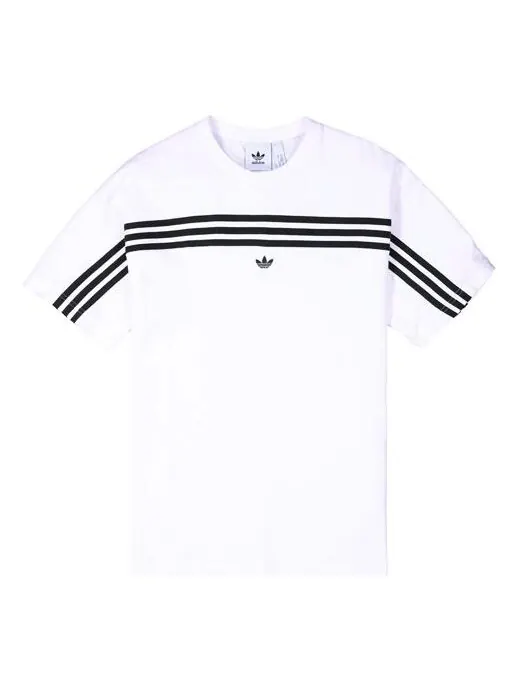 Футболка оригиналы 3 полоски футболка полосатый логотип вышитый короткий рукав Adidas — изображение 1 из 4, белый