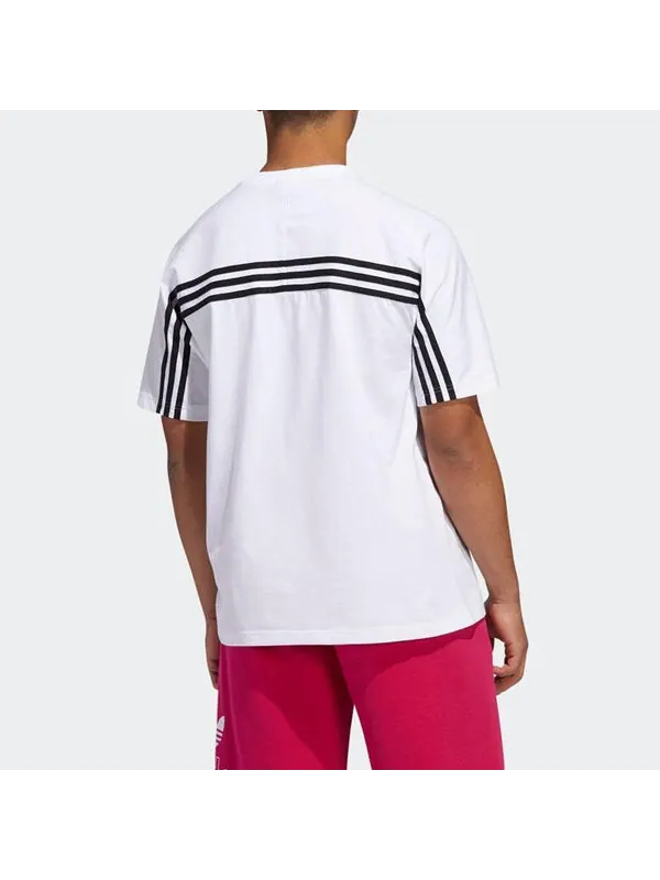 Футболка оригиналы 3 полоски футболка полосатый логотип вышитый короткий рукав Adidas — изображение 3 из 4, белый