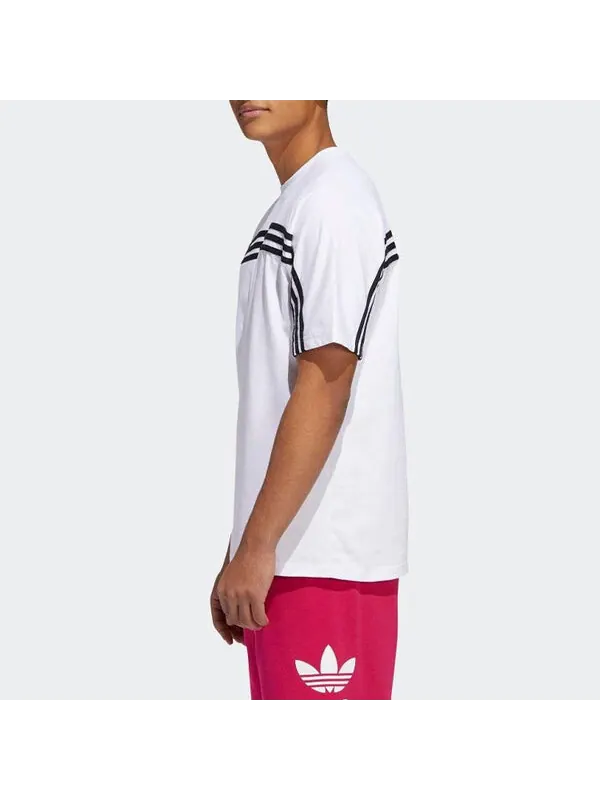 Футболка оригиналы 3 полоски футболка полосатый логотип вышитый короткий рукав Adidas — изображение 4 из 4, белый