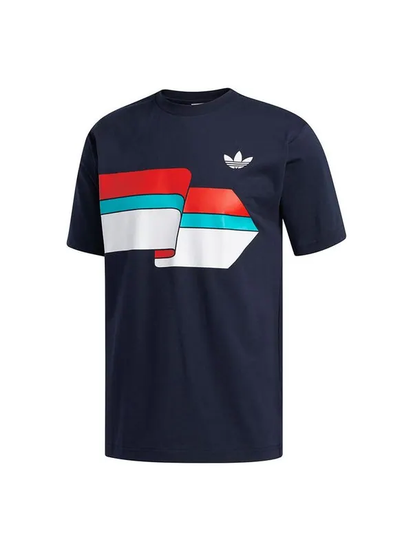 Футболка originals ripple tee colorblock printing sports short sleeve navy blue Adidas — изображение 1 из 4, темно-синий