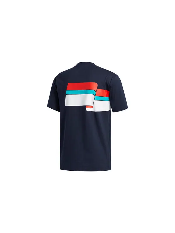 Футболка originals ripple tee colorblock printing sports short sleeve navy blue Adidas — изображение 2 из 4, темно-синий