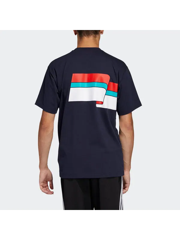 Футболка originals ripple tee colorblock printing sports short sleeve navy blue Adidas — изображение 4 из 4, темно-синий
