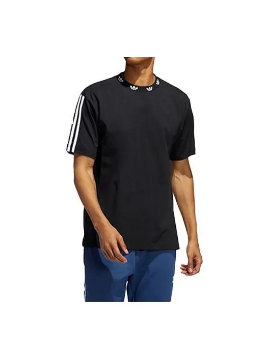 Футболка originals trefoil collar logo short sleeve black Adidas — изображение 1 из 4, черный