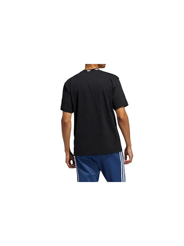 Футболка originals trefoil collar logo short sleeve black Adidas — изображение 2 из 4, черный