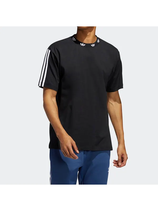 Футболка originals trefoil collar logo short sleeve black Adidas — изображение 3 из 4, черный