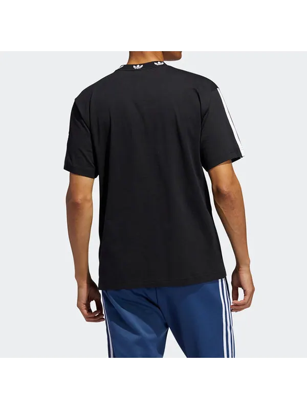 Футболка originals trefoil collar logo short sleeve black Adidas — изображение 4 из 4, черный