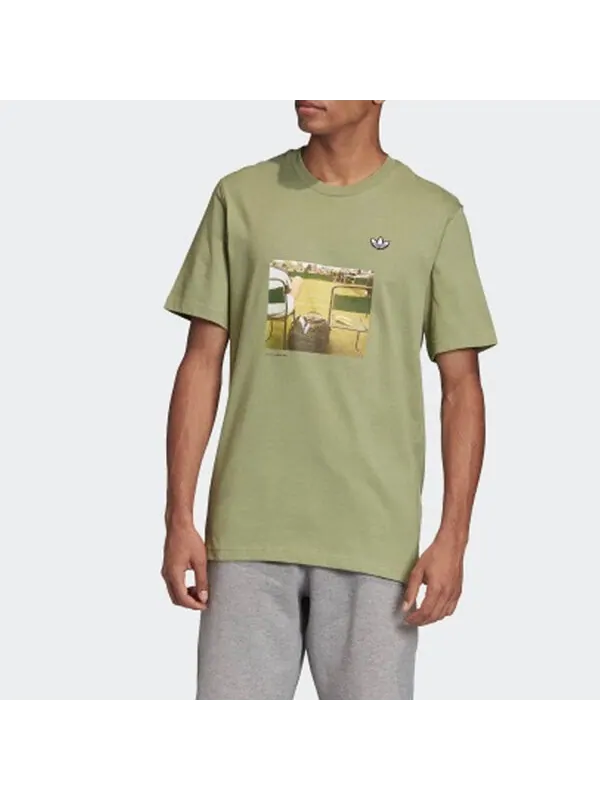 Футболка originals originals photo tee printing short sleeve green Adidas — изображение 3 из 4, зеленый