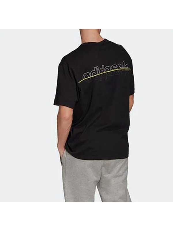 Футболка originals printing sports short sleeve black Adidas — изображение 2 из 4, черный