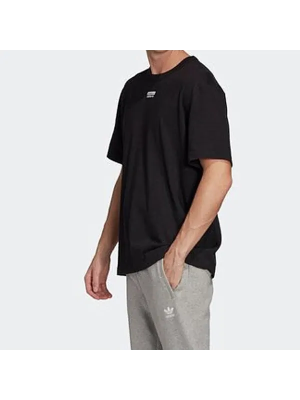 Футболка originals printing sports short sleeve black Adidas — изображение 3 из 4, черный