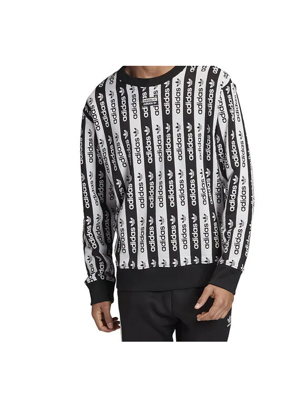 Толстовка adidas originals D Crew Colorblock Stripe Sports Black White — изображение 4 из 4, черный / белый