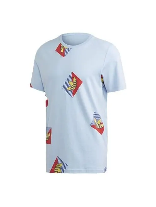 Футболка originals aop diag tee casual sports round neck short sleeve light blue Adidas — изображение 1 из 4, светлый синий