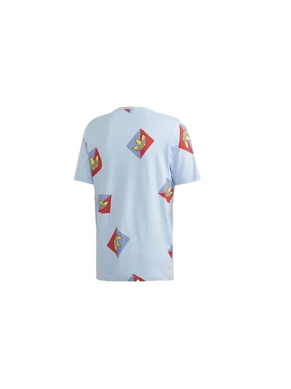 Футболка originals aop diag tee casual sports round neck short sleeve light blue Adidas — изображение 2 из 4, светлый синий