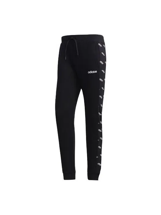 Спортивные штаны adidas Printing Splicing Knit Bundle Feet Sports Pants Black — изображение 1 из 4, черный