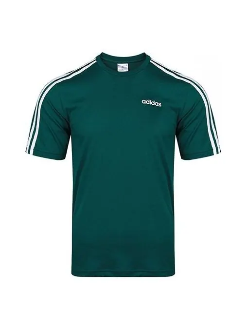 Футболка adidas E 3S Tee Classic Stripe Training Sports Round Neck Short Sleeve Dark Green — изображение 1 из 4