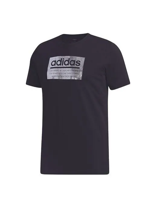 Футболка m фольгированная коробка t печать короткий рукав Adidas — изображение 1 из 4, черный