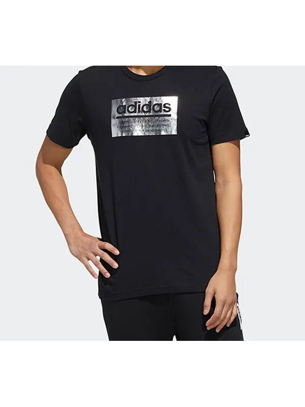 Футболка m фольгированная коробка t печать короткий рукав Adidas — изображение 3 из 4, черный
