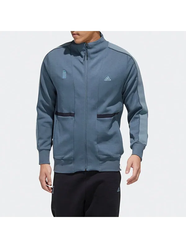 Куртка cozy sports stand collar jacket blue Adidas — изображение 2 из 4, синий