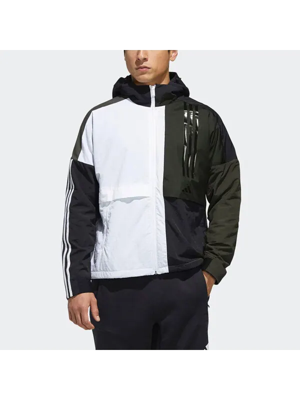 Куртка adidas O2 Wb Cb Fleece Lined Logo Casual Sports Hooded Jacket White — изображение 4 из 4, белый