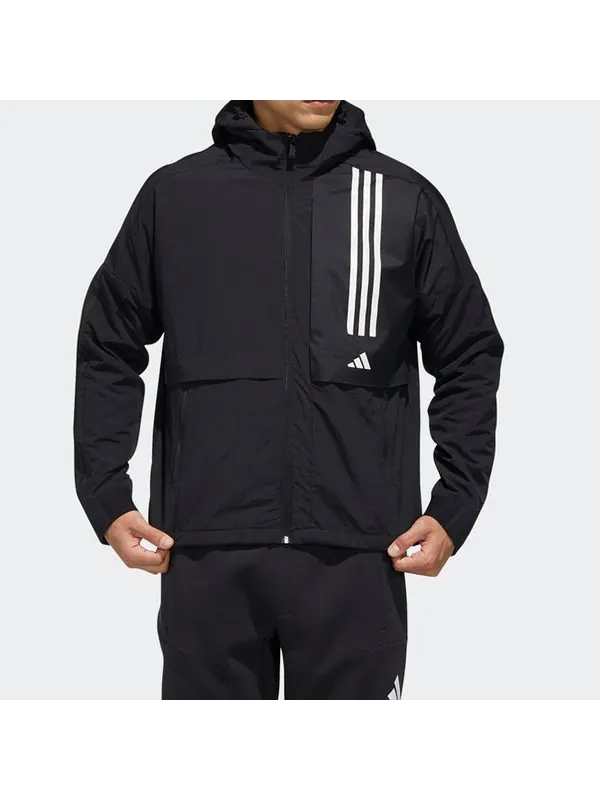 Куртка sports woven hooded jacket men black Adidas — изображение 3 из 4, черный