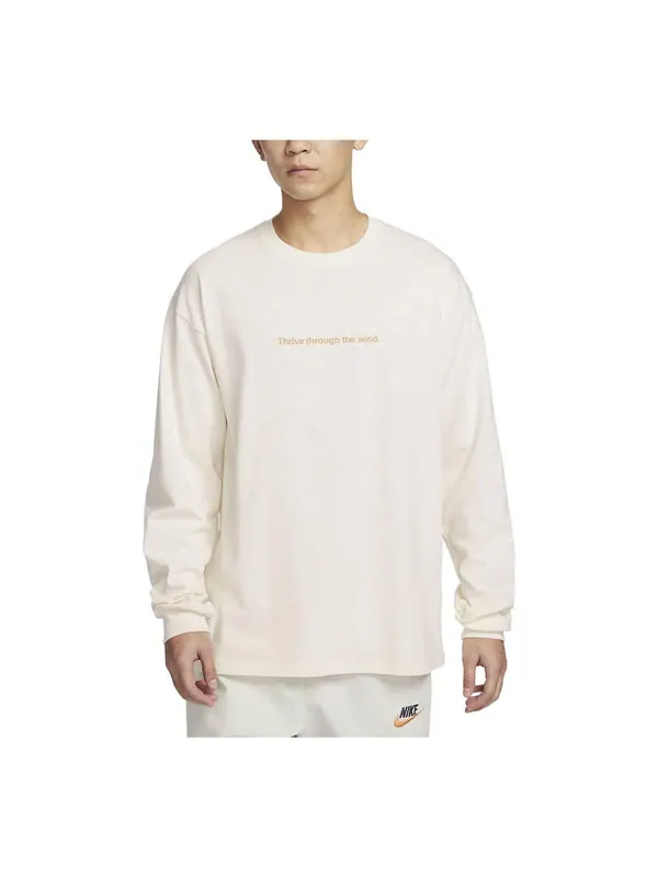 Футболка Nike Sportswear Nai-Ke Long Sleeve T-Shirt 'Beige' — изображение 1 из 3, бежевый/белый/мульти