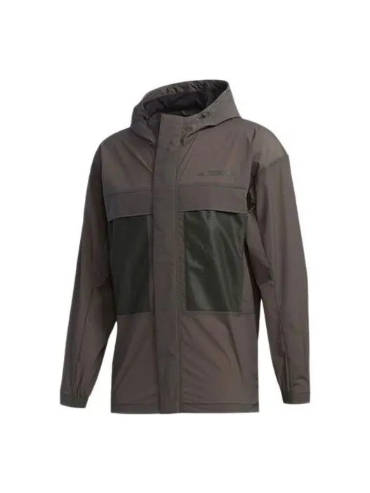 Куртка outdoor casual sports hooded jacket brown Adidas — изображение 1 из 4, коричневый