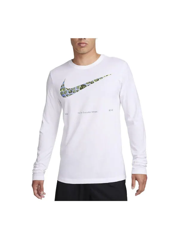 Футболка с длинным рукавом Dri Fit Nike — изображение 1 из 3, белый/мульти