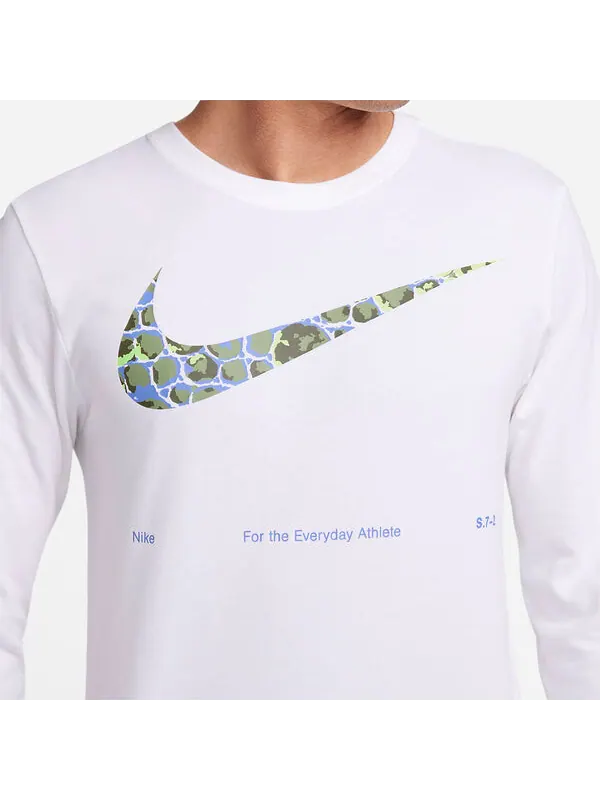 Футболка с длинным рукавом Dri Fit Nike — изображение 3 из 3, белый/мульти