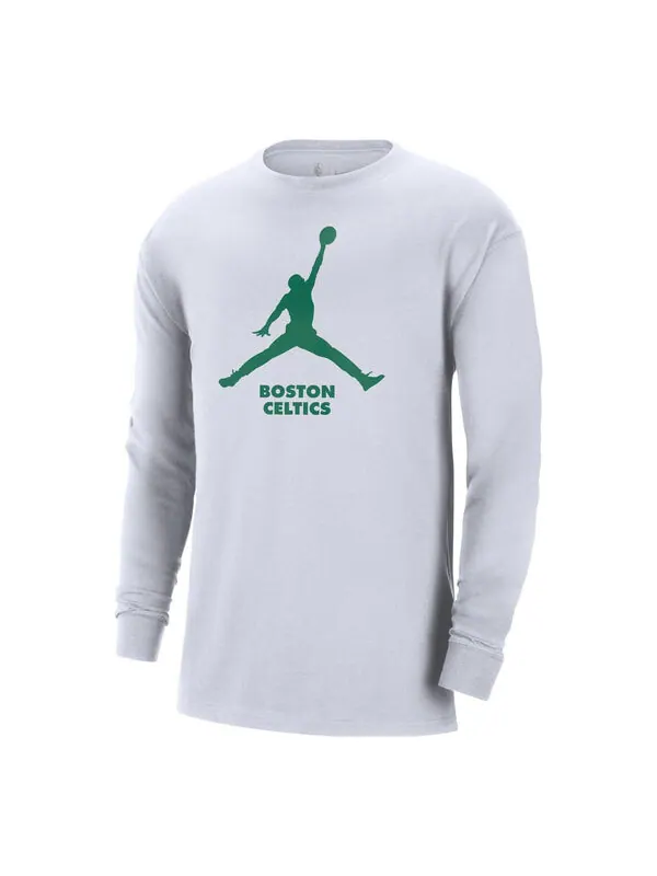 Футболка x nba boston celtics essential футболка с длинным рукавом Air Jordan — изображение 1 из 1, белый/зеленый