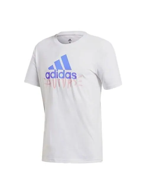 Футболка спортивная граффити круглый вырез короткий рукав Adidas — изображение 1 из 4, белый