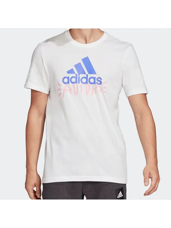 Футболка спортивная граффити круглый вырез короткий рукав Adidas — изображение 3 из 4, белый