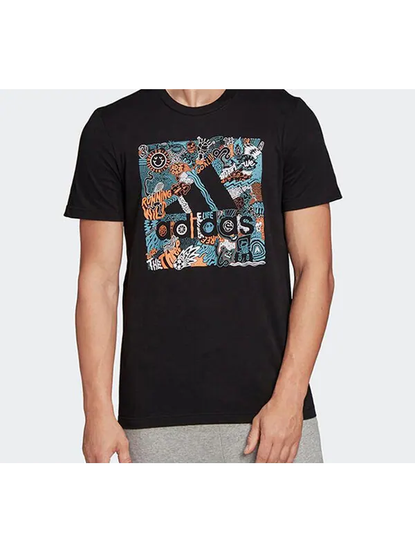 Футболка doodle bos sports short sleeve black Adidas — изображение 3 из 4, черный