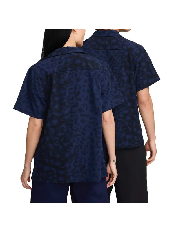 Рубашка print bowler short sleeve button-down skate shirt asia sizing 'midnight navy' Nike — изображение 2 из 2, темно-синий