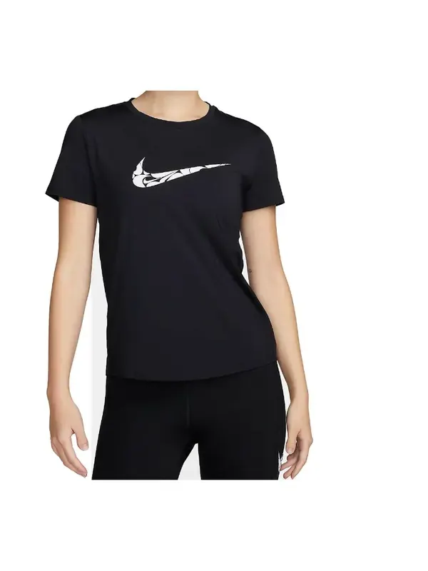 Топ с коротким рукавом и принтом «Dri Fit» для бега Nike — изображение 1 из 1, черный/белый