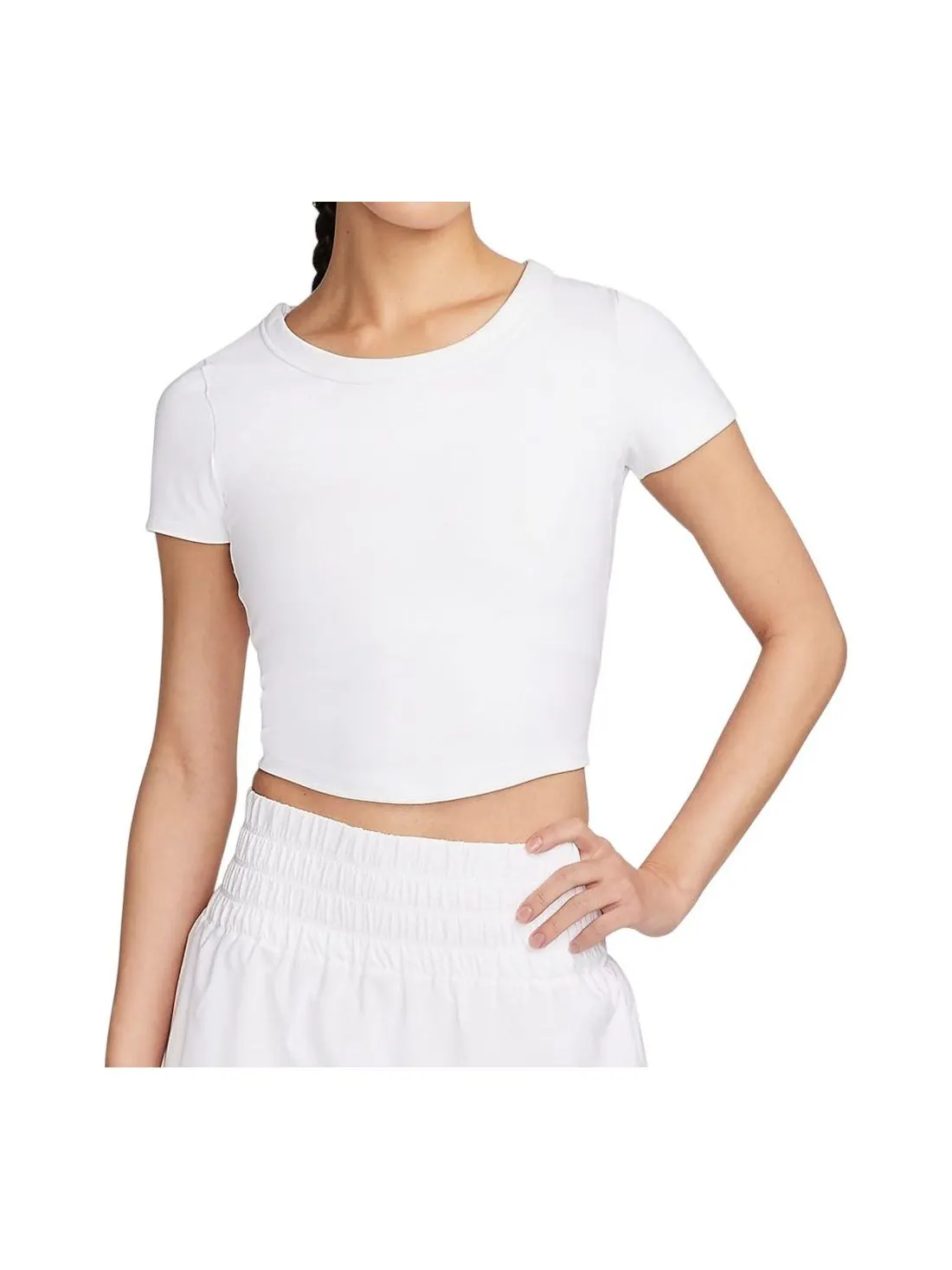 Футболка (WMNS) Nike One Fitted Dri-FIT Cropped T-Shirt Asia Sizing 'White' — изображение 1 из 5, белый