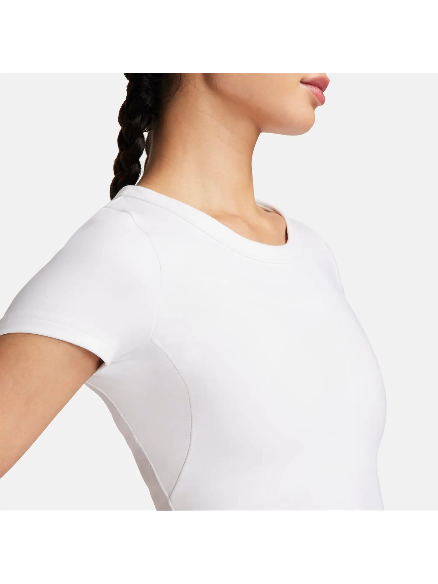 Футболка (WMNS) Nike One Fitted Dri-FIT Cropped T-Shirt Asia Sizing 'White' — изображение 3 из 5, белый