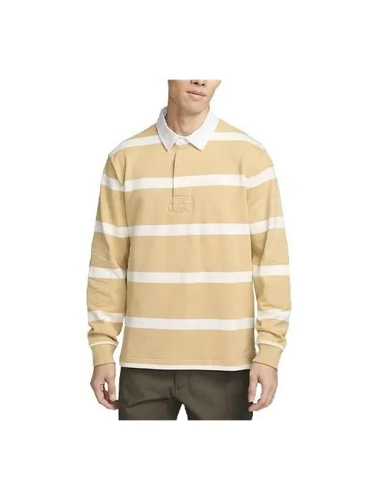 Рубашка поло life striped heavyweight rugby shirt 'sesame' Nike — изображение 1 из 3, белый