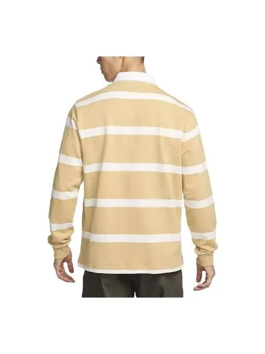 Рубашка поло life striped heavyweight rugby shirt 'sesame' Nike — изображение 2 из 3, белый